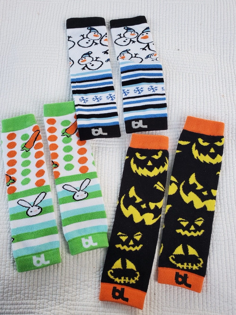 Cute Toddler Leg Warmers Snowman, Bunny Polka Dot, Jack-O'-Lantern